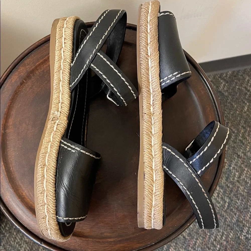 Prada Vitello Montana Logo Espadrille Sandals in Black.Sz 6.5. Stylish & Comfy - Picture 5 of 7